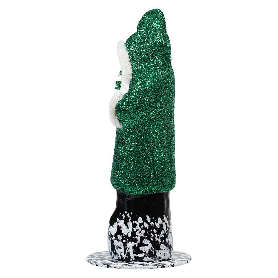 Ino Schaller Forest Green Glitter Santa Holding Tree