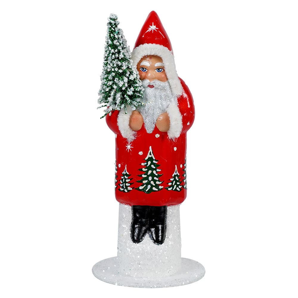 Ino Schaller Frosted Tree Red Coat Santa - Christmas