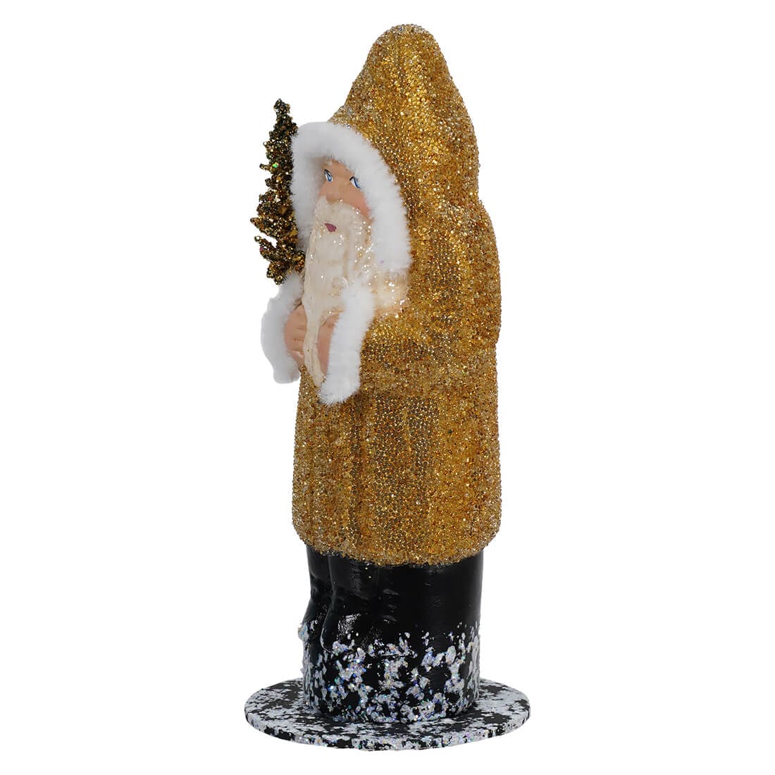 Ino Schaller Gold Beaded Santa Holding Tree