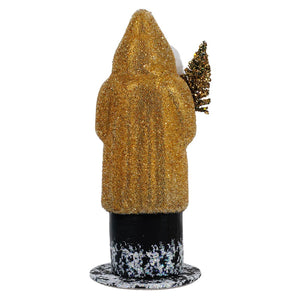 Ino Schaller Gold Beaded Santa Holding Tree