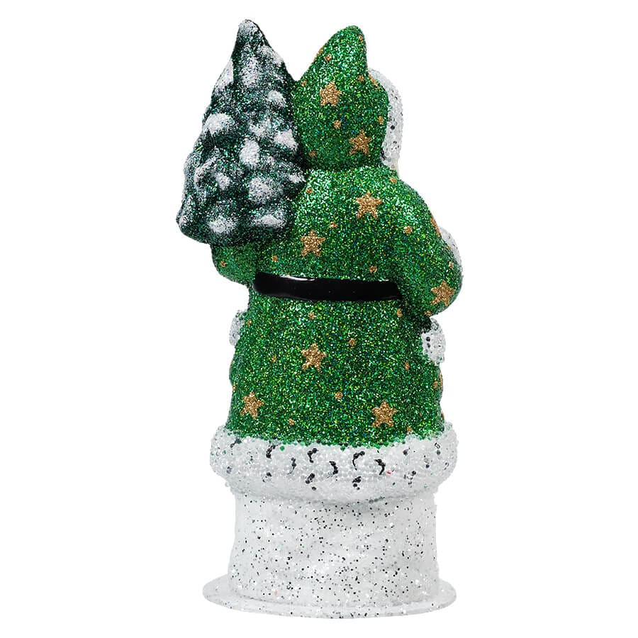 Ino Schaller Green Beaded & Glittered Gold Stars Santa