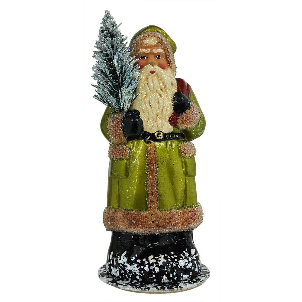 Ino Schaller Green Beaded Santa with Tree