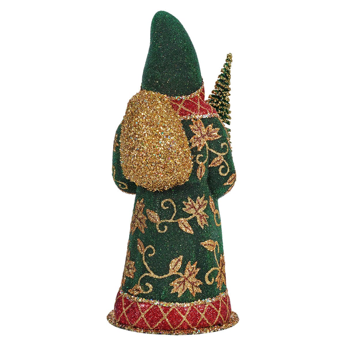 Ino Schaller Green, Red & Gold Coat Santa Holding Tree