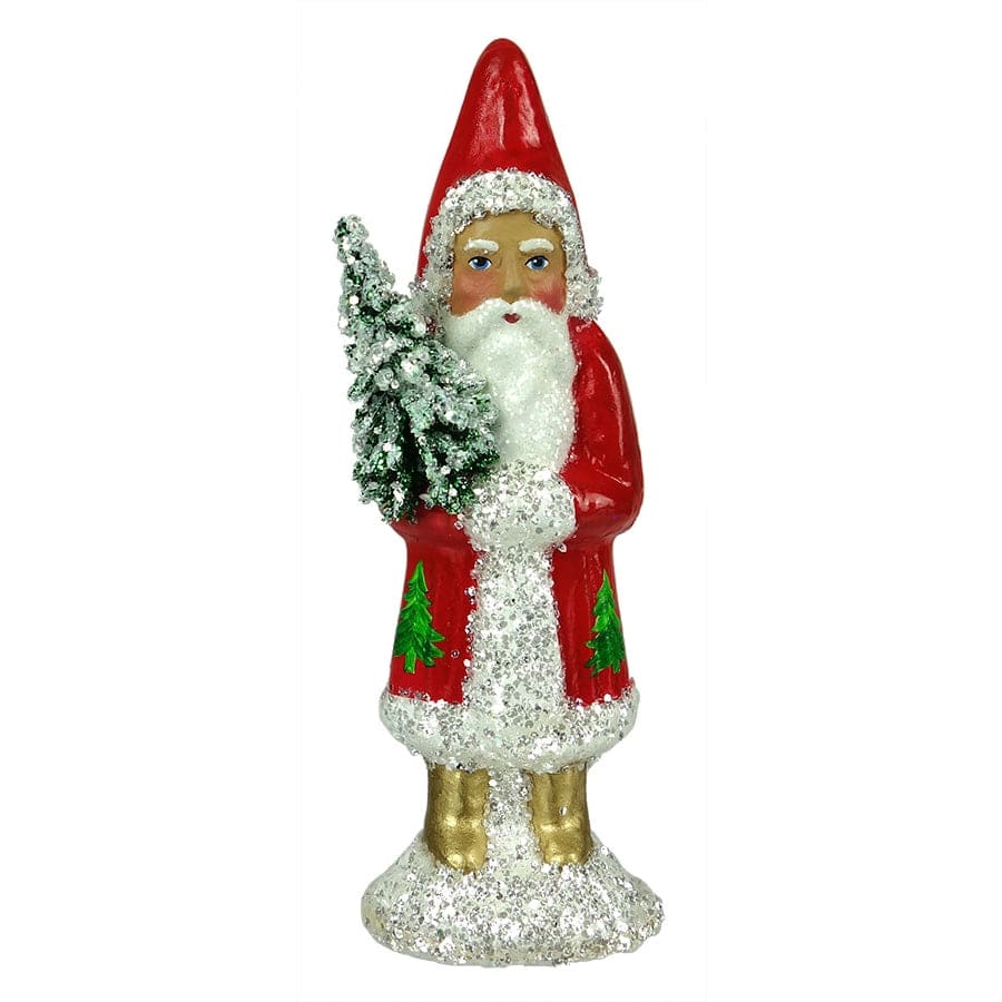 Grande Bonbonnière Allemande Noël - Père Noël Et Rennes - Papier Mâché Ino Schaller