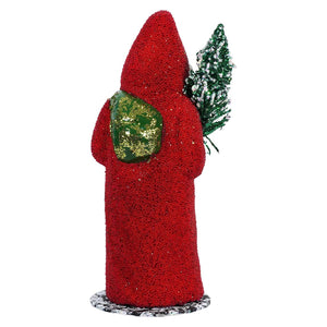 Ino Schaller Red Coat Beaded Santa Holding Tree