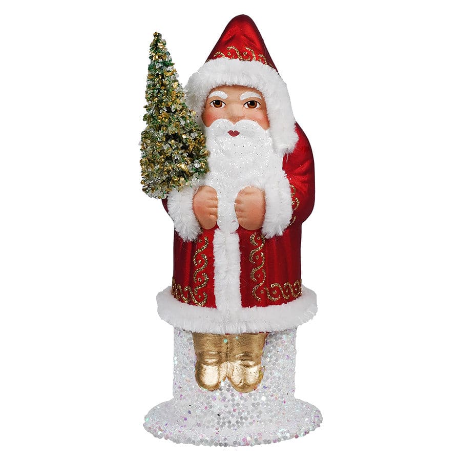 Ino Schaller Red Coat Santa With Swirling Gold Accents - Christmas