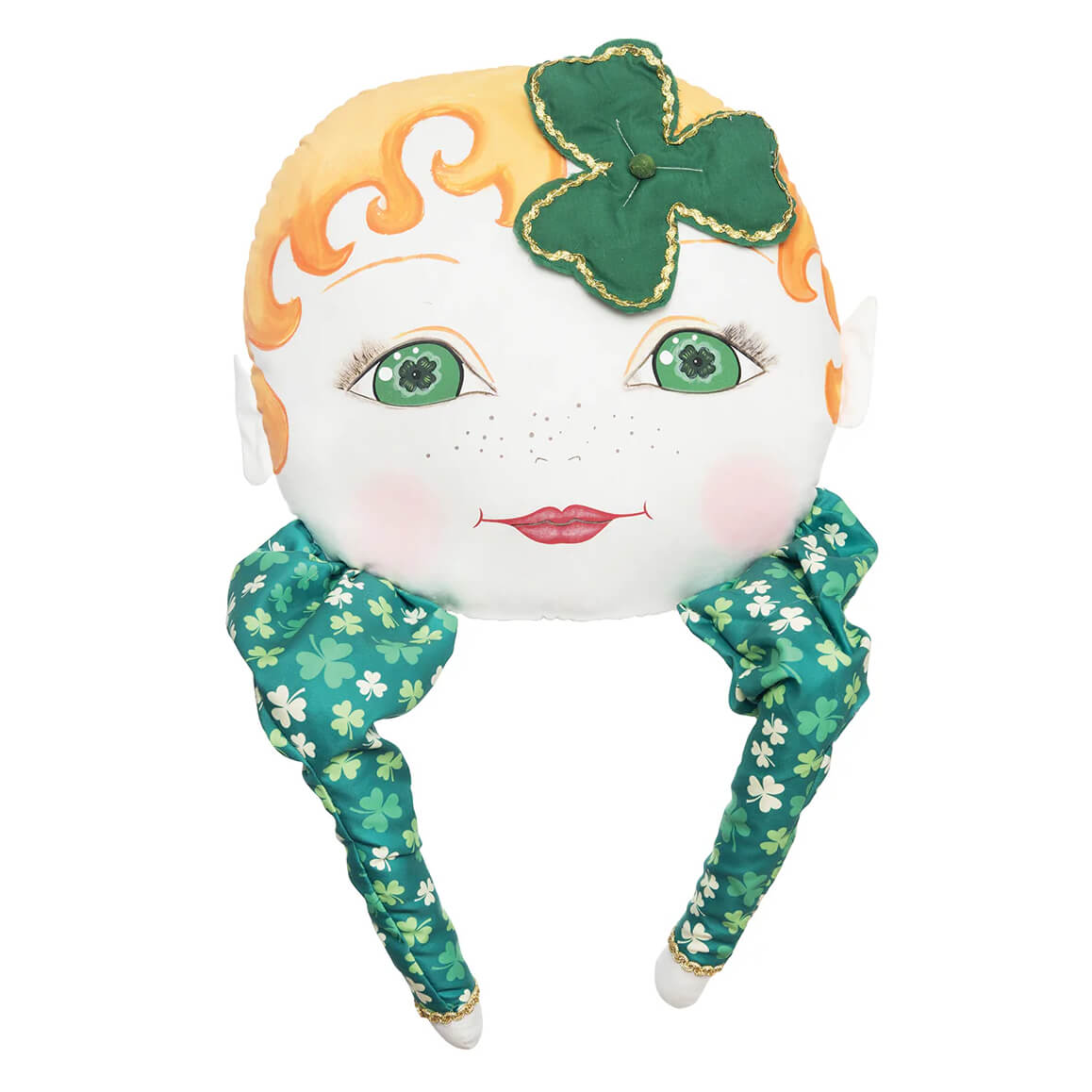 Stuffed st patricks day doll head on ireland zombinaland decorative pillow by tracy scheff for festive st patricks day pillows