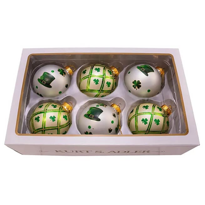 Irish Glass Ball Ornaments Set/6