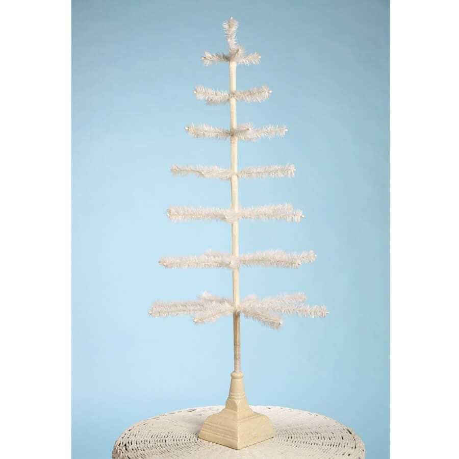 Ivory Feather Tree with Glittered Base