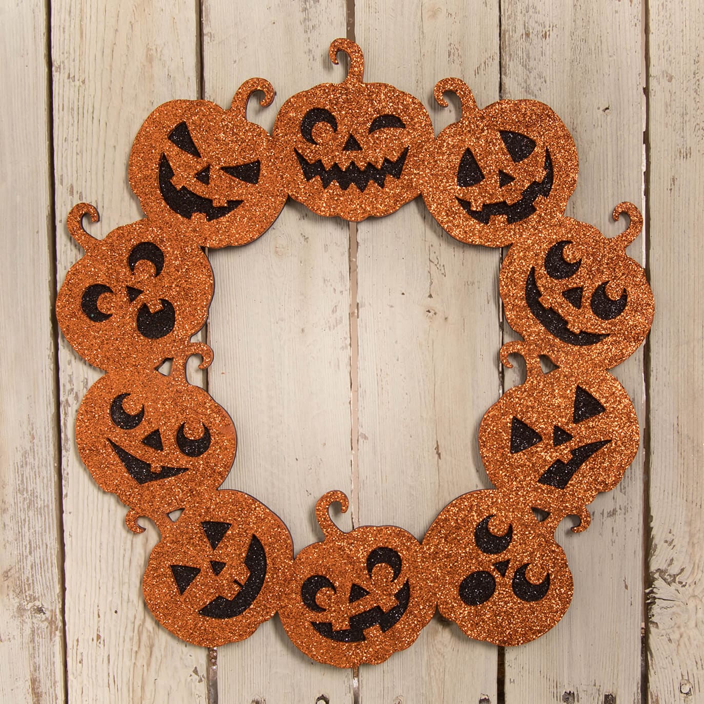 Jack-O-Lantern Glitter Wreath