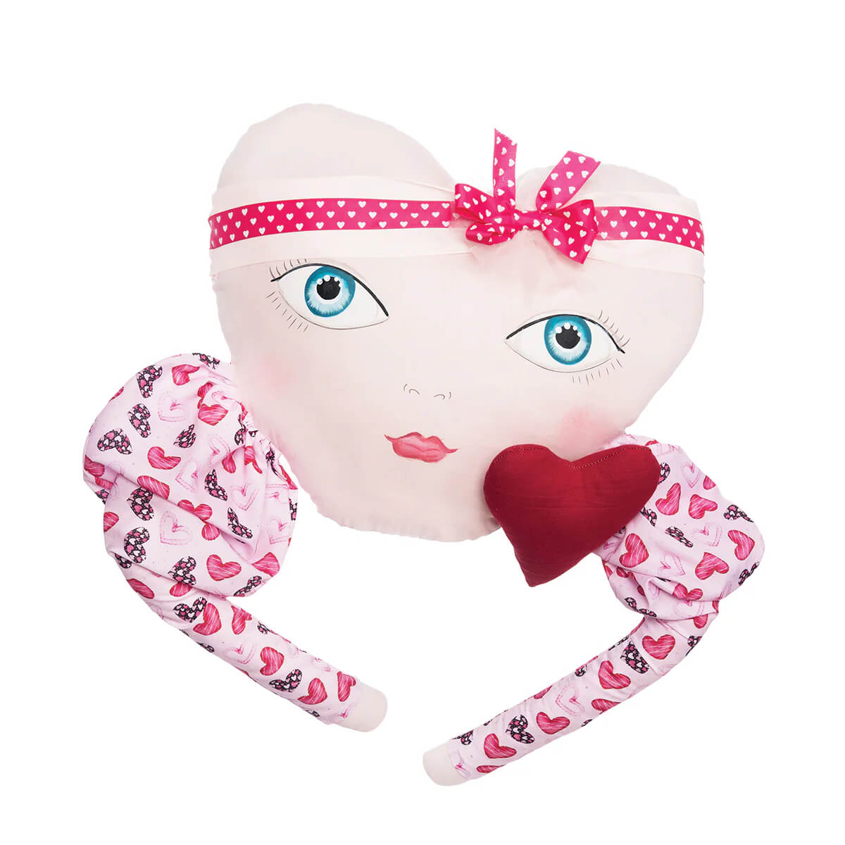 Heart-shaped zombinaland decorative pillow with face and heart-patterned arms by tracy scheff perfect for decor