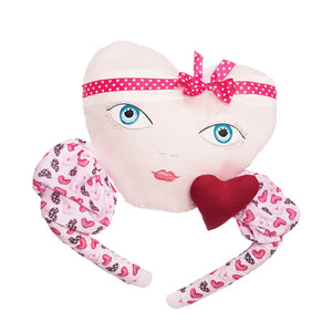 Heart-shaped zombinaland decorative pillow with face and heart-patterned arms by tracy scheff perfect for decor