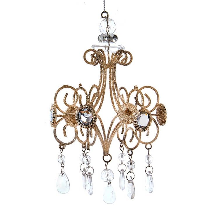 Jeweled Light Gold Chandelier Ornament