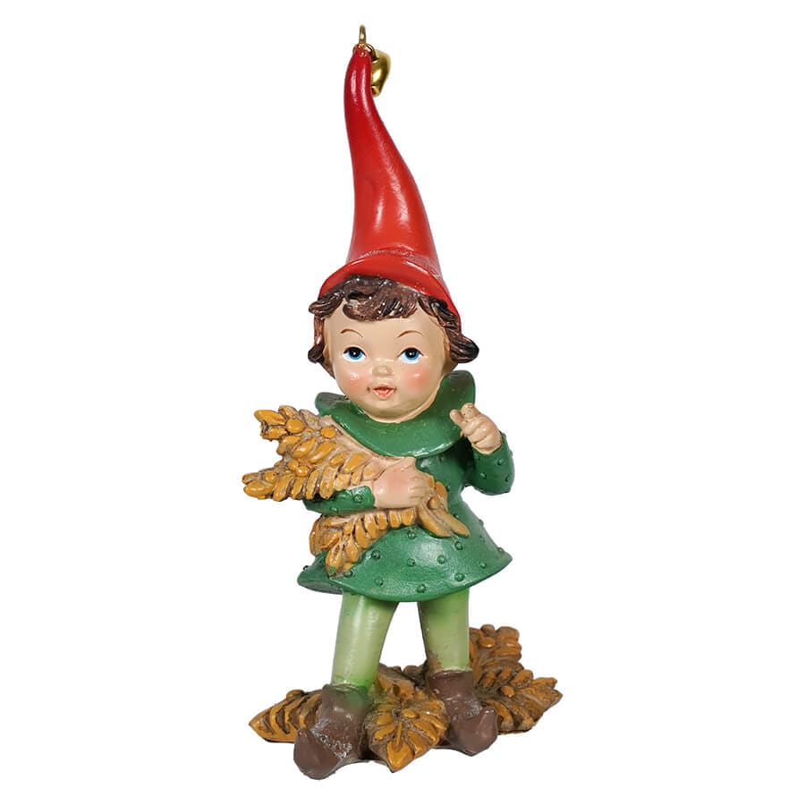 Jingle Bell Elf Holding Sheaves Of Wheat - Christmas