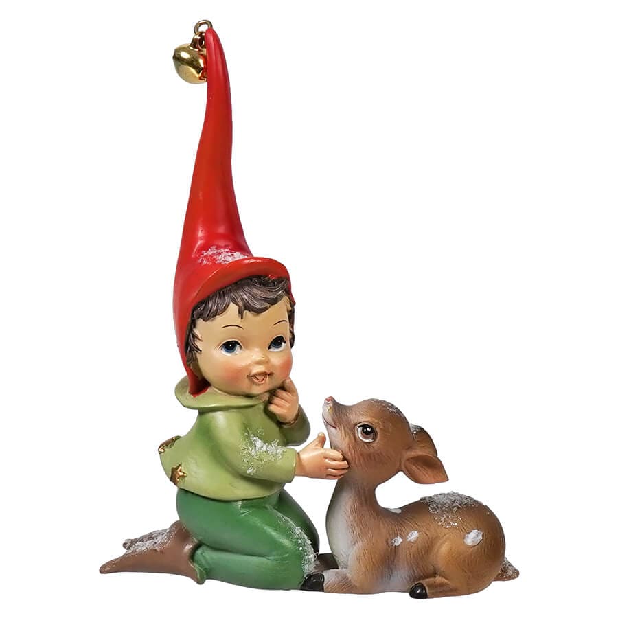 Jingle Bell Elf With Fawn - Christmas