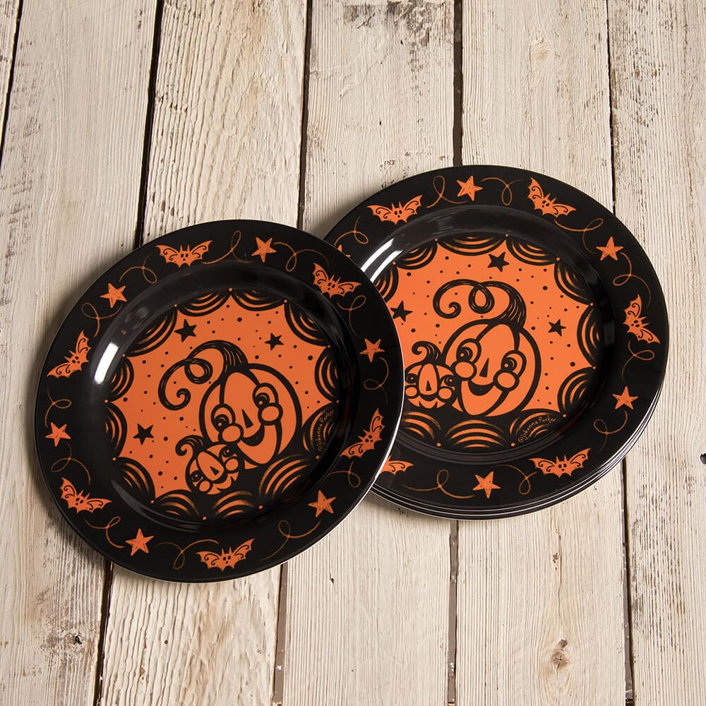 Johanna Parker Halloween Pumpkins Plates Set/4