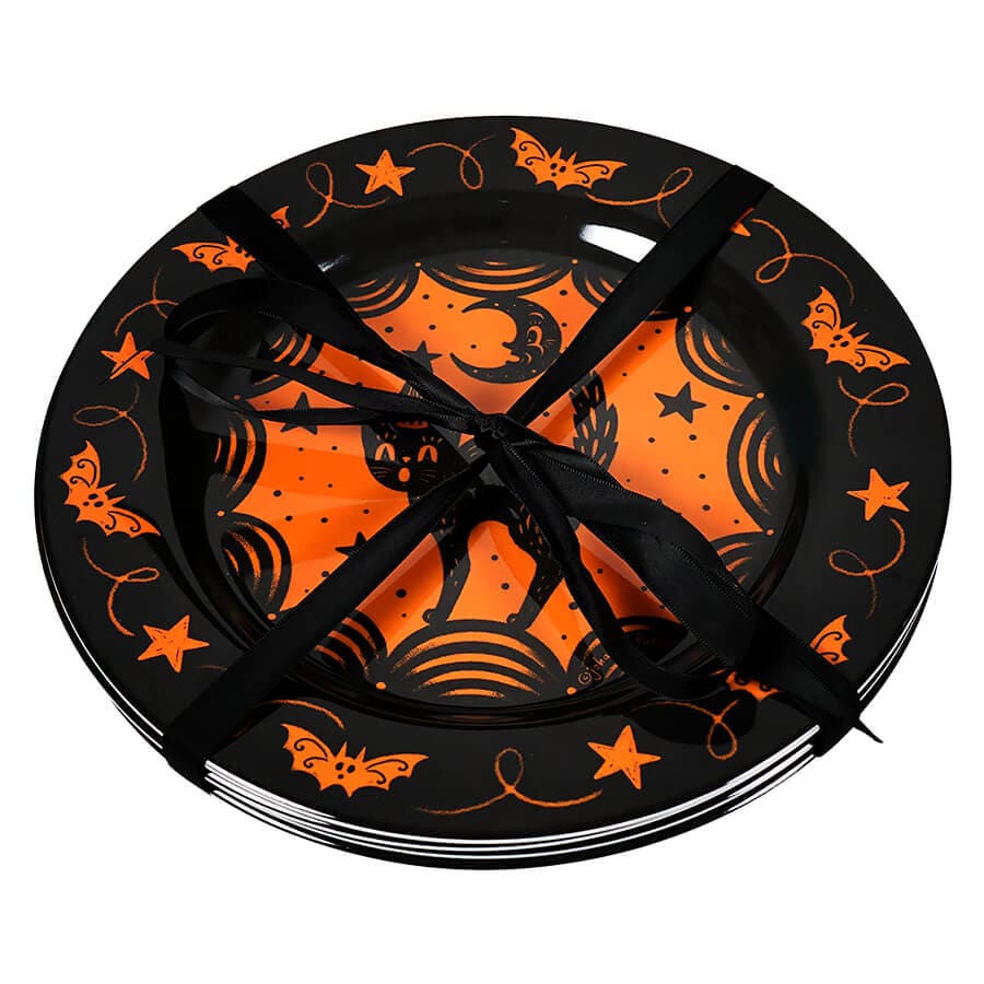 Johanna Parker Halloween Scaredy Cat Plates Set/4