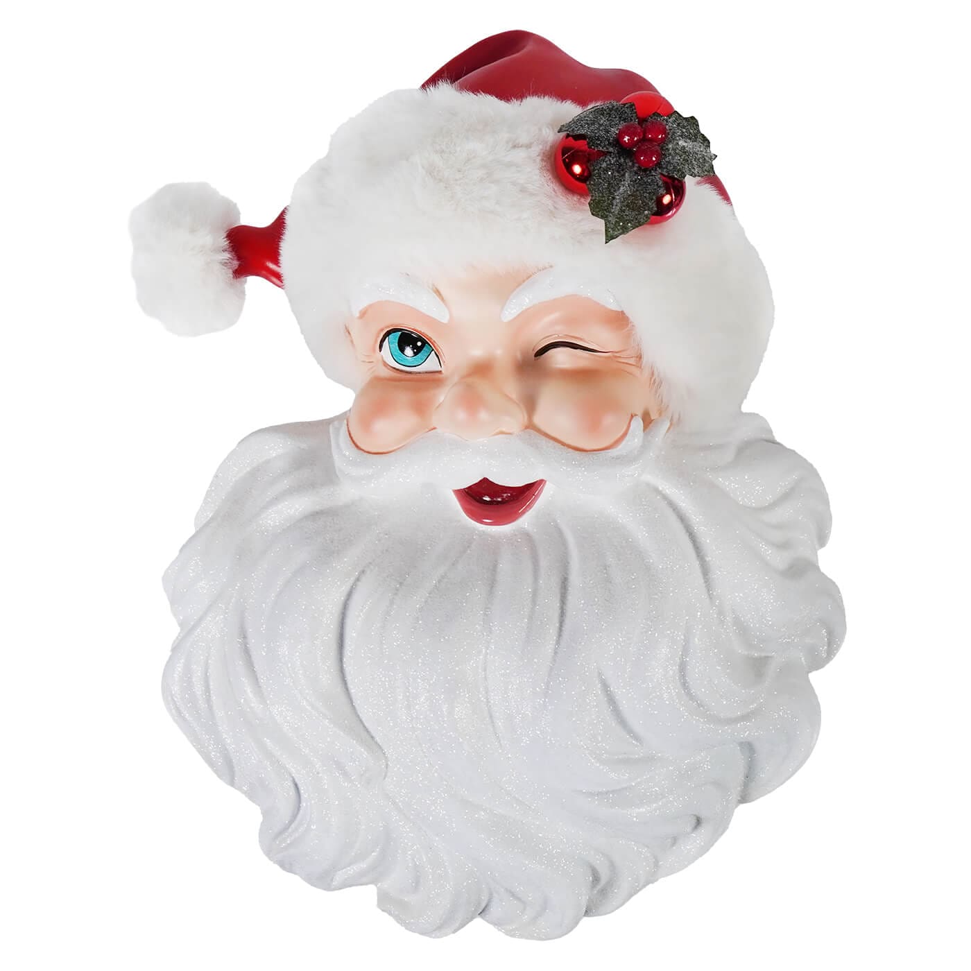 Jolly Winking Santa Face Wall Art - Christmas