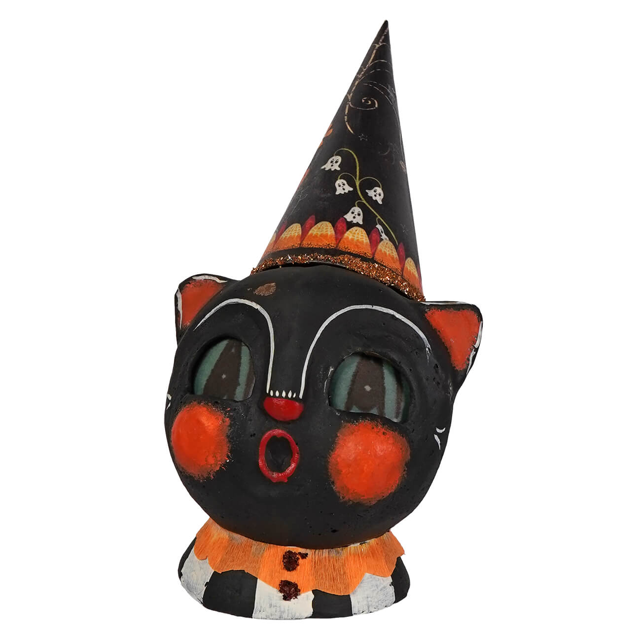 Jpd partners in craft mini black cat lantern with orange cheeks and halloween hat is a lighted decor by rachel garrison
