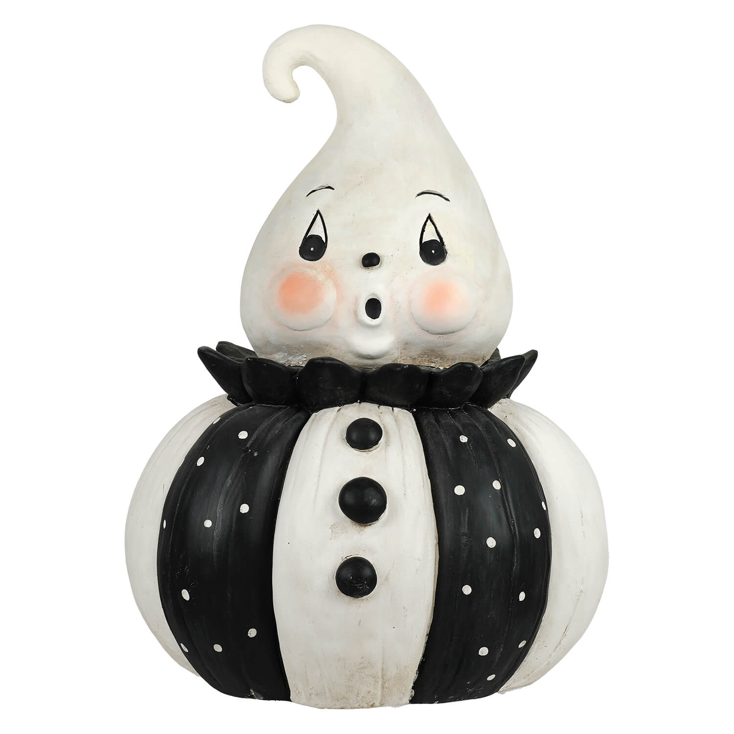 A charming johanna parker jumbo ghost decor with white and black polka dots cute face and figural decor style
