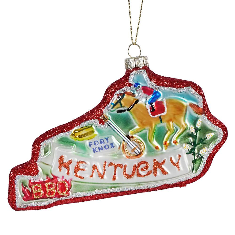 Kentucky Glittered Glass Ornament - Ornaments