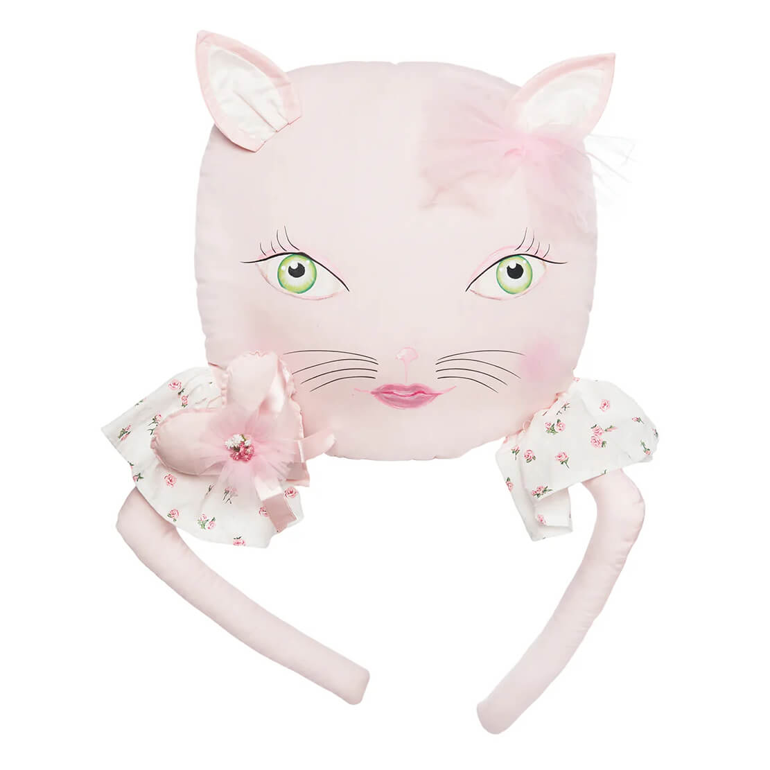 Pink cat pillow with floral sleeves from the Koko Zombinaland decorative pillow by tracy scheff pillow