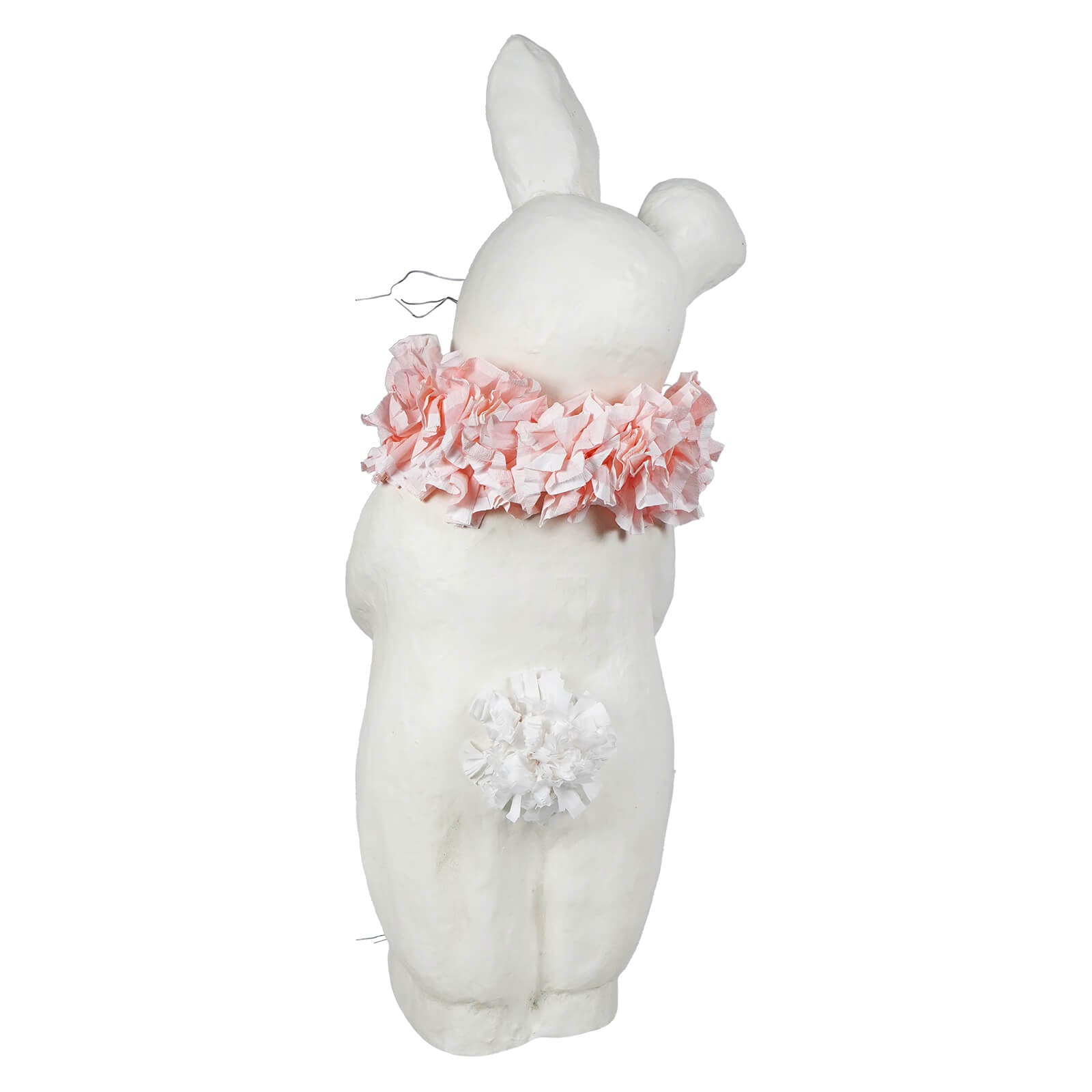 Large bunnykins white plush bethany lowe easter bunny with pink paper flower collar figural decor tree toppers