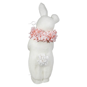 Large bunnykins white plush bethany lowe easter bunny with pink paper flower collar figural decor tree toppers