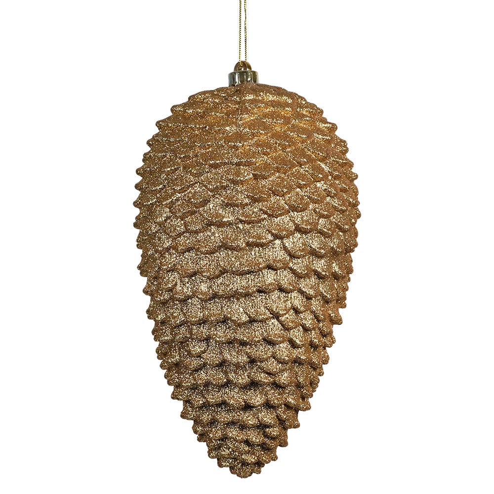 Large Gold Glittered Holiday Pinecone Ornament - Ornaments