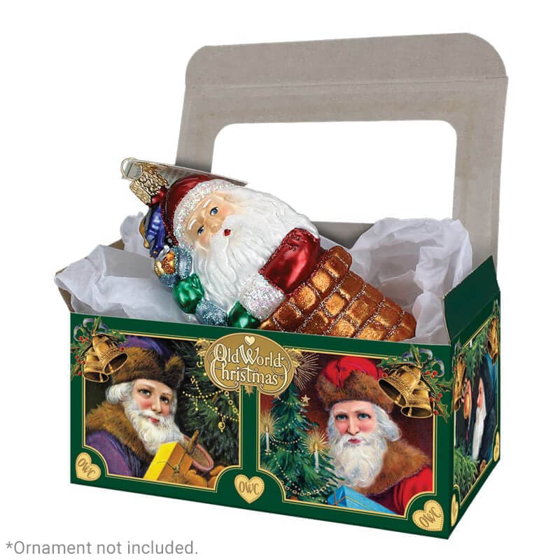 Old World Christmas 4-Tiered Ornament Storage Box – Holds 64 Ornaments, Glass Compartments, Square Design, MPN 14359
