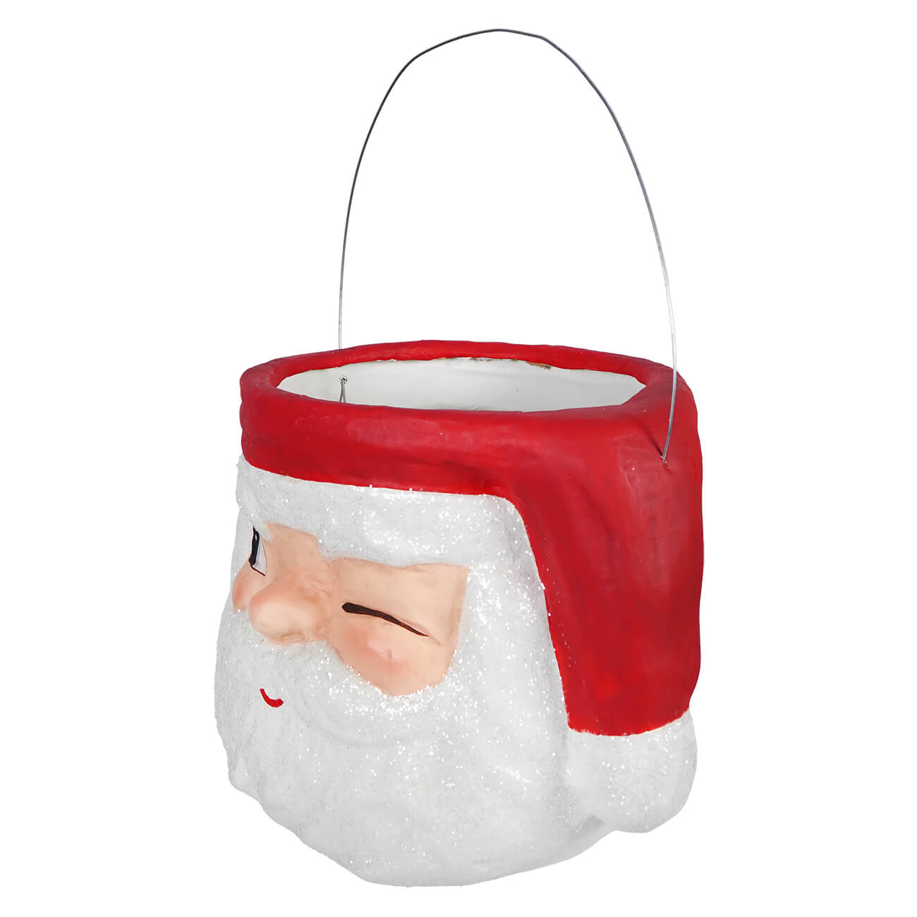 Large Retro Winking Santa Bucket - Christmas