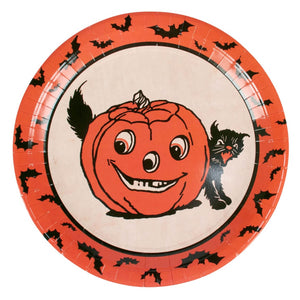 Large Vintage Halloween Paper Plates Set/8 - Halloween