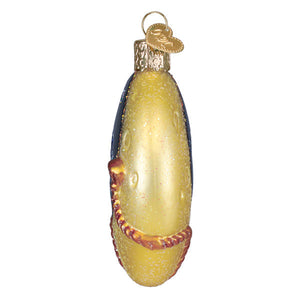 Golden glass lasso the moon ornament shaped like a hot dog with red and brown details perfect for santa ornaments