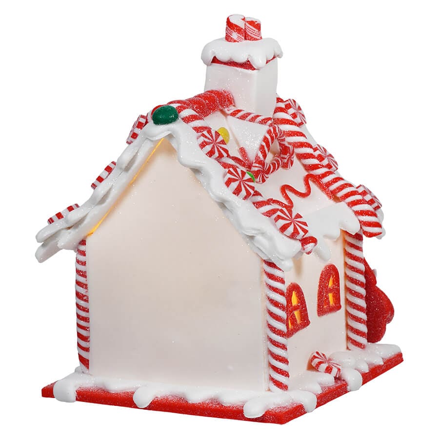 LED Gingerbread House With Santa Table Piece