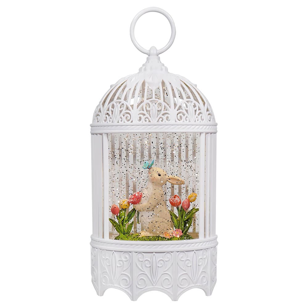 LED Lighted Bunny Gazebo Spinning Water Lantern