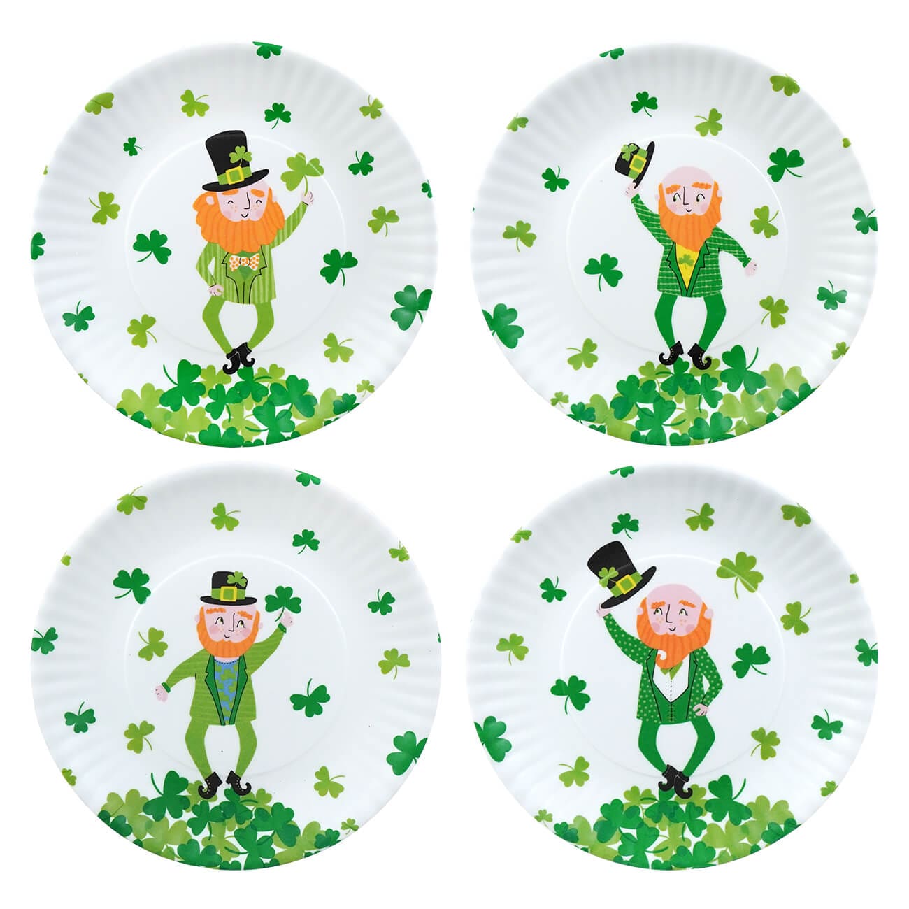 Leprechaun ’Paper’ Melamine Plates Set/4 - St. Patrick’s Day