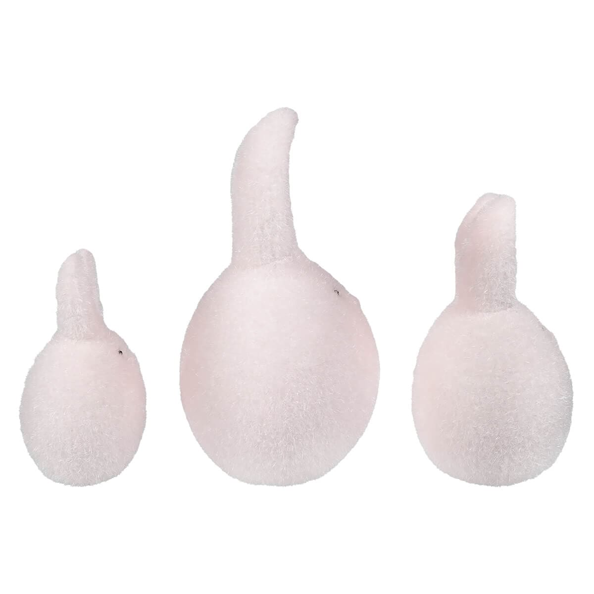 Light Pink Flocked Bunny Eggs Set/3 - Easter