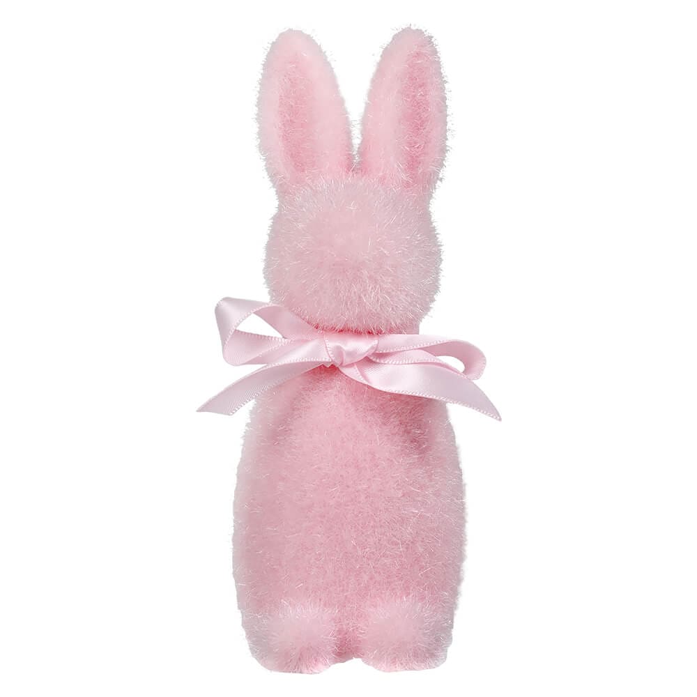 Light Pink Flocked Pastel Button Nose Bunny - Easter