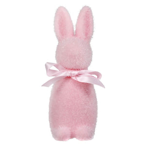 Light Pink Flocked Pastel Button Nose Bunny - Easter