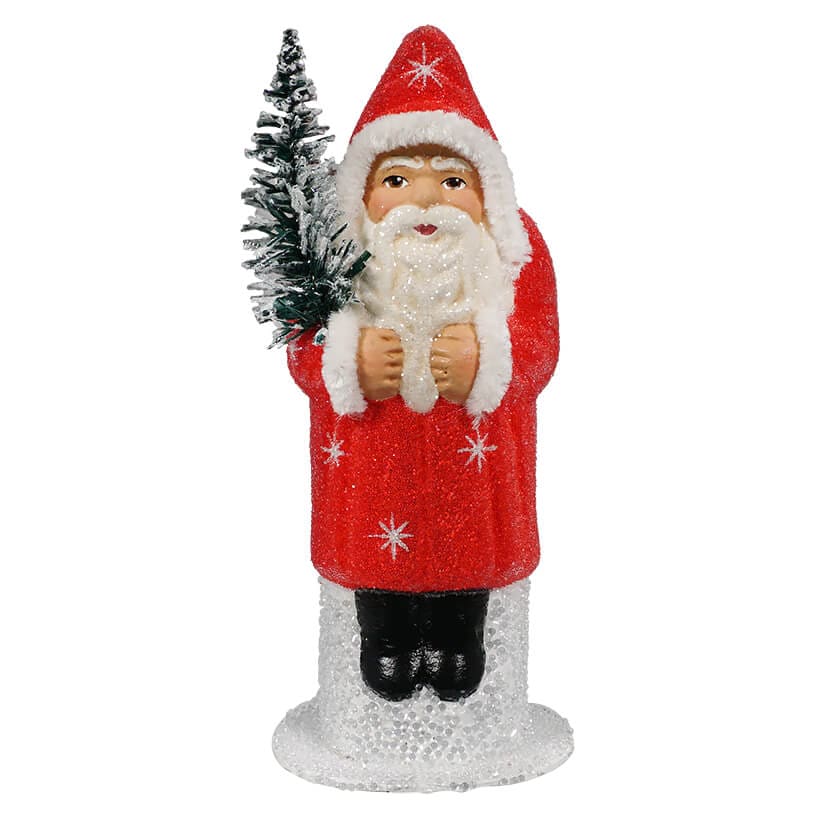 Light Red Beaded Santa With Stars