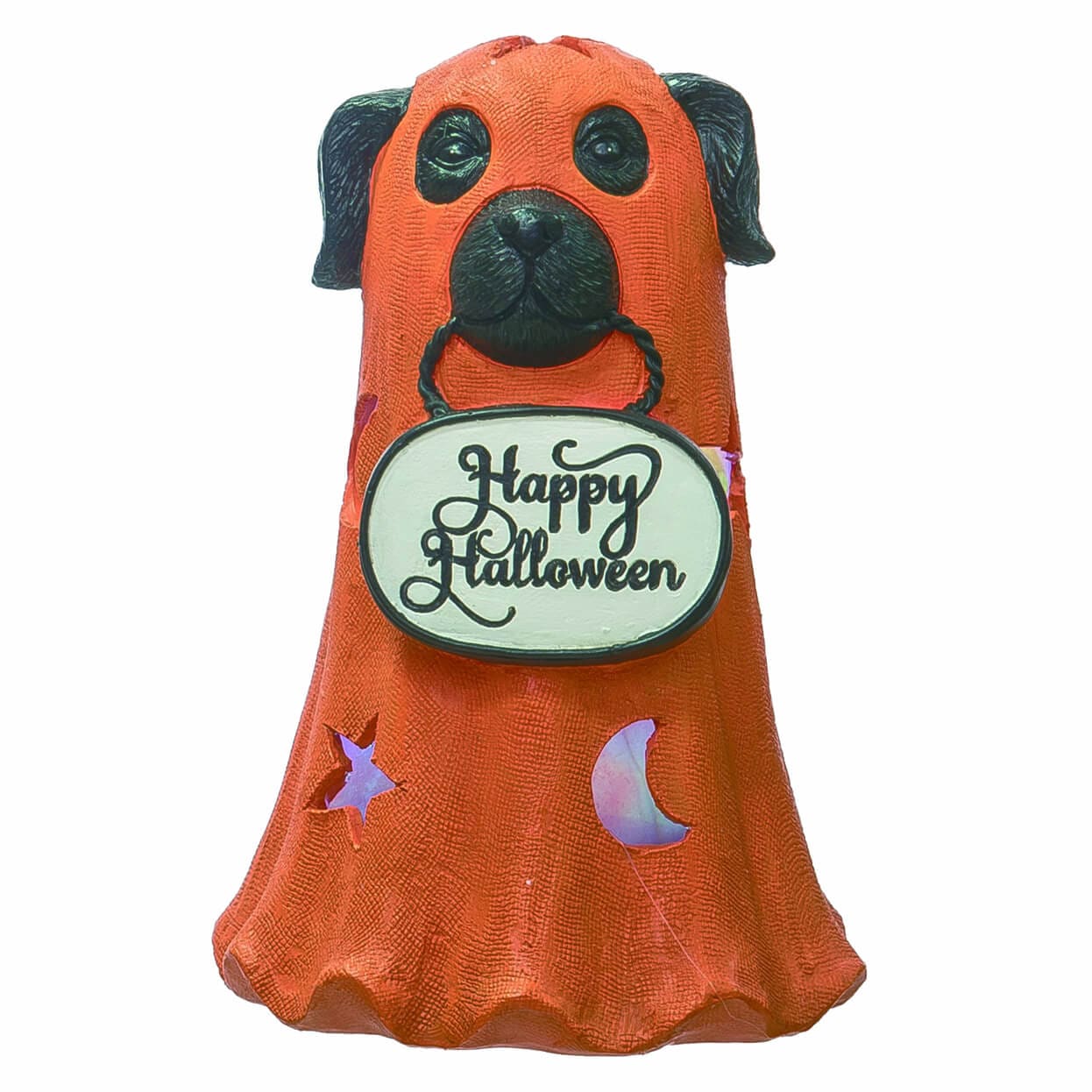 Light Up Orange Ghost Dog Resin Figure - Halloween