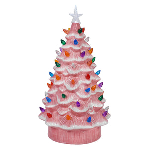Light Up Pink Retro Christmas Tree - Christmas