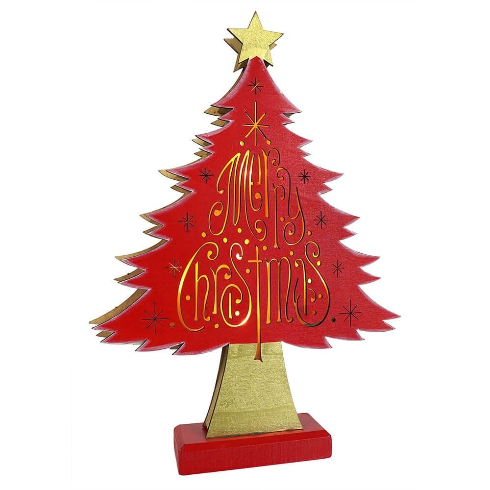 Light Up Red Merry Christmas Tree