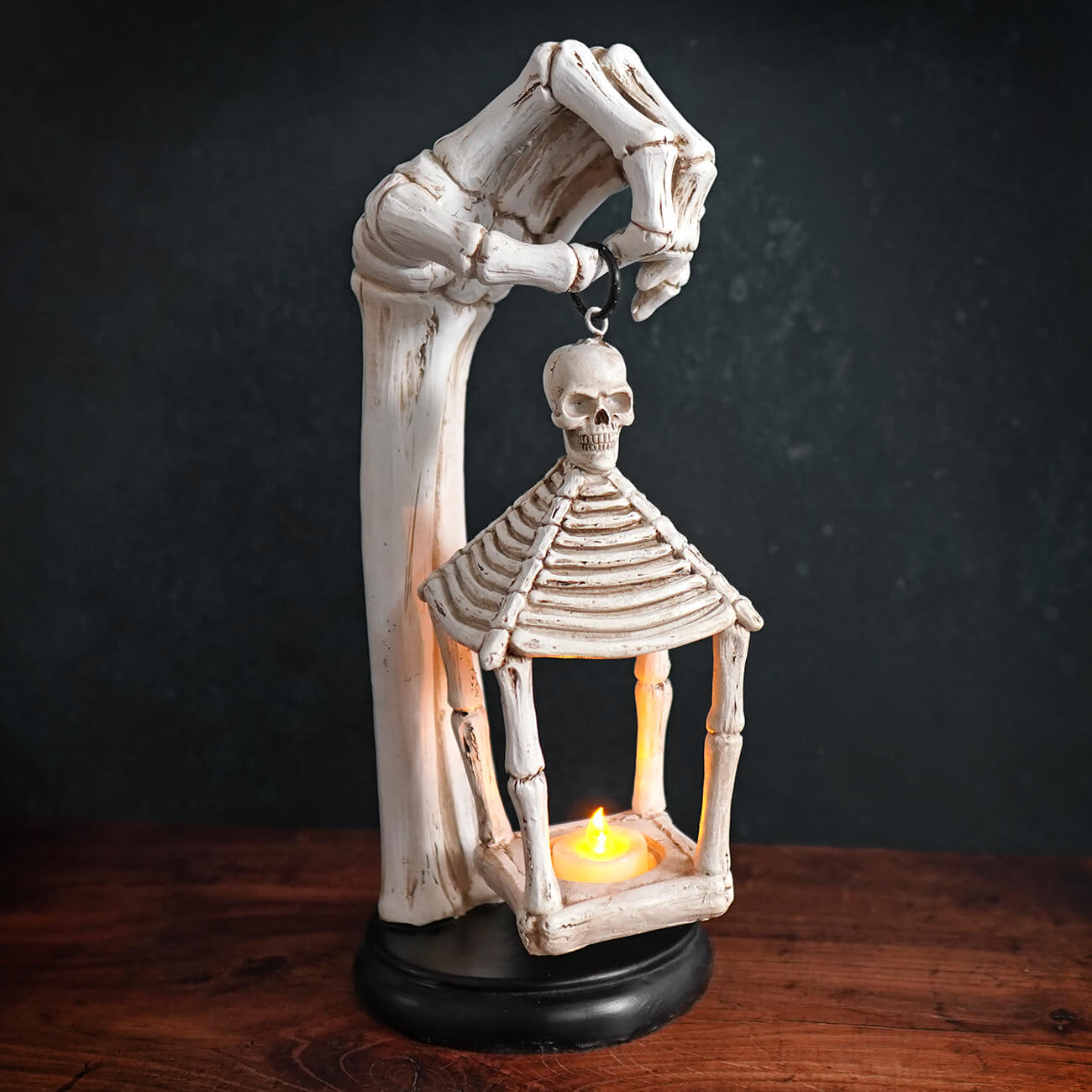 Light Up Resin Creepy Skeleton Lantern Decor - Halloween