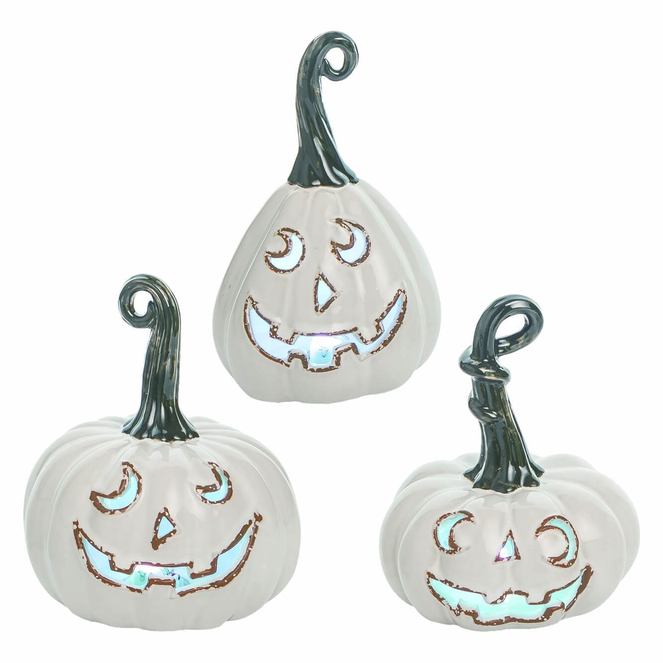 Light Up Vintage Jack-O-Lanterns Set/3 - Halloween