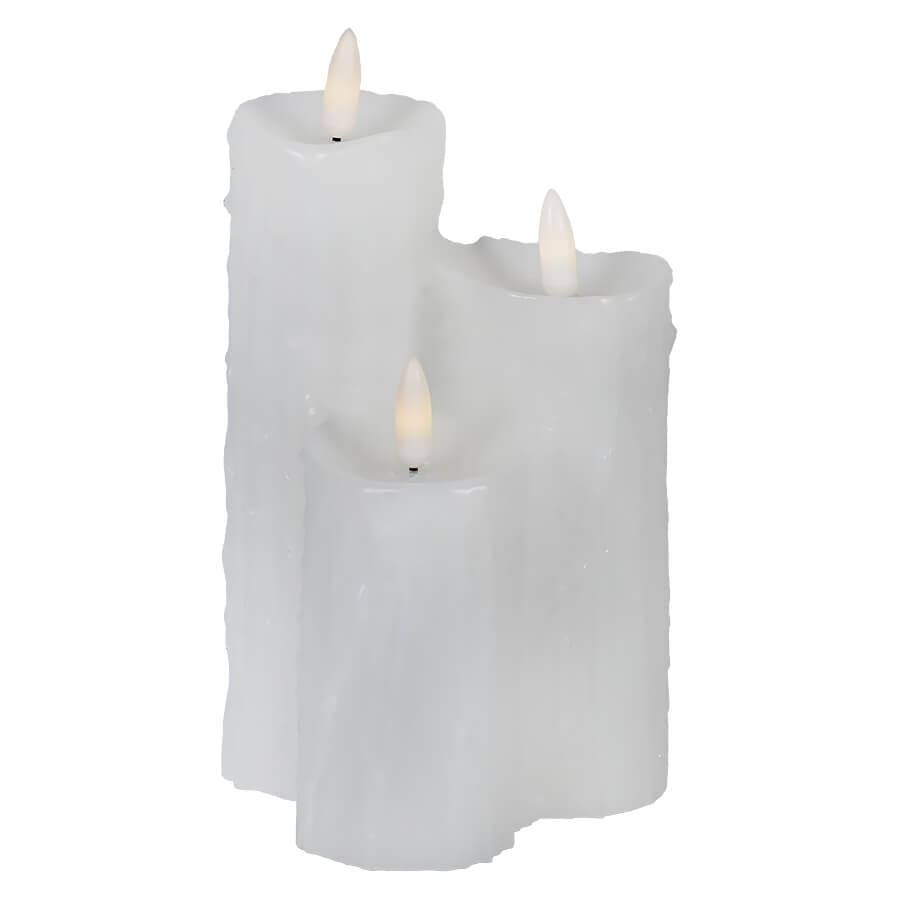 Light Up White Wax Candle Cluster - Halloween