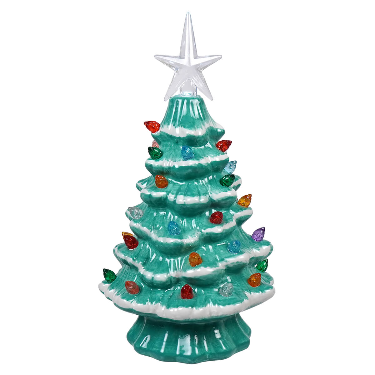 Lighted Blue Ceramic Christmas Tree - Christmas