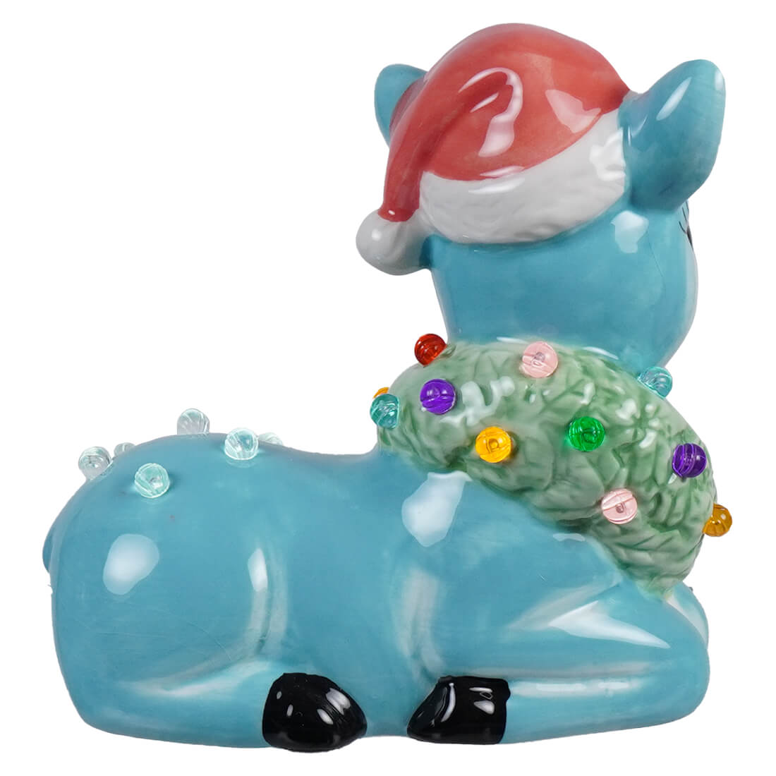 Lighted Blue Ceramic Reindeer - Christmas