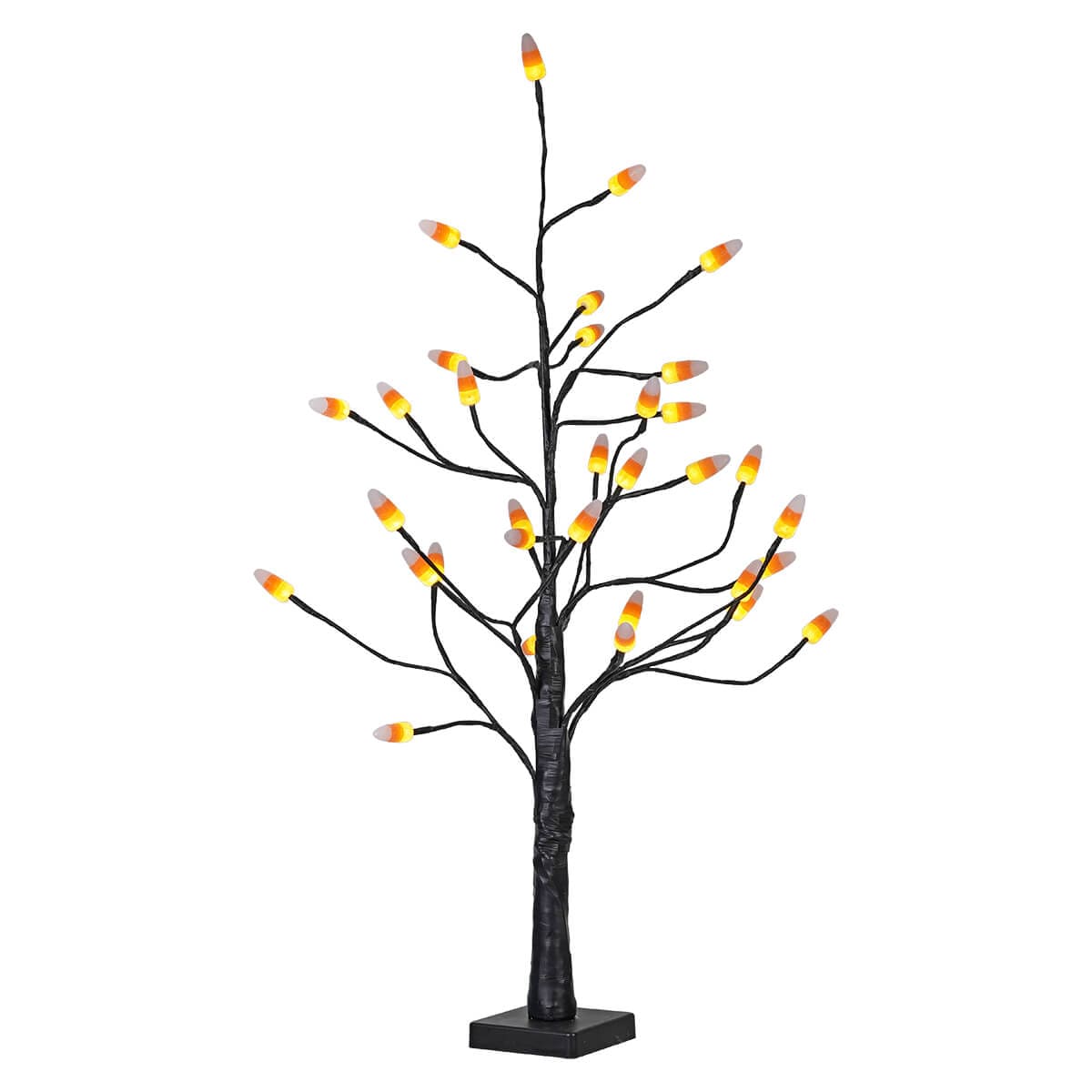 Lighted Candy Corn Black Tree - Halloween