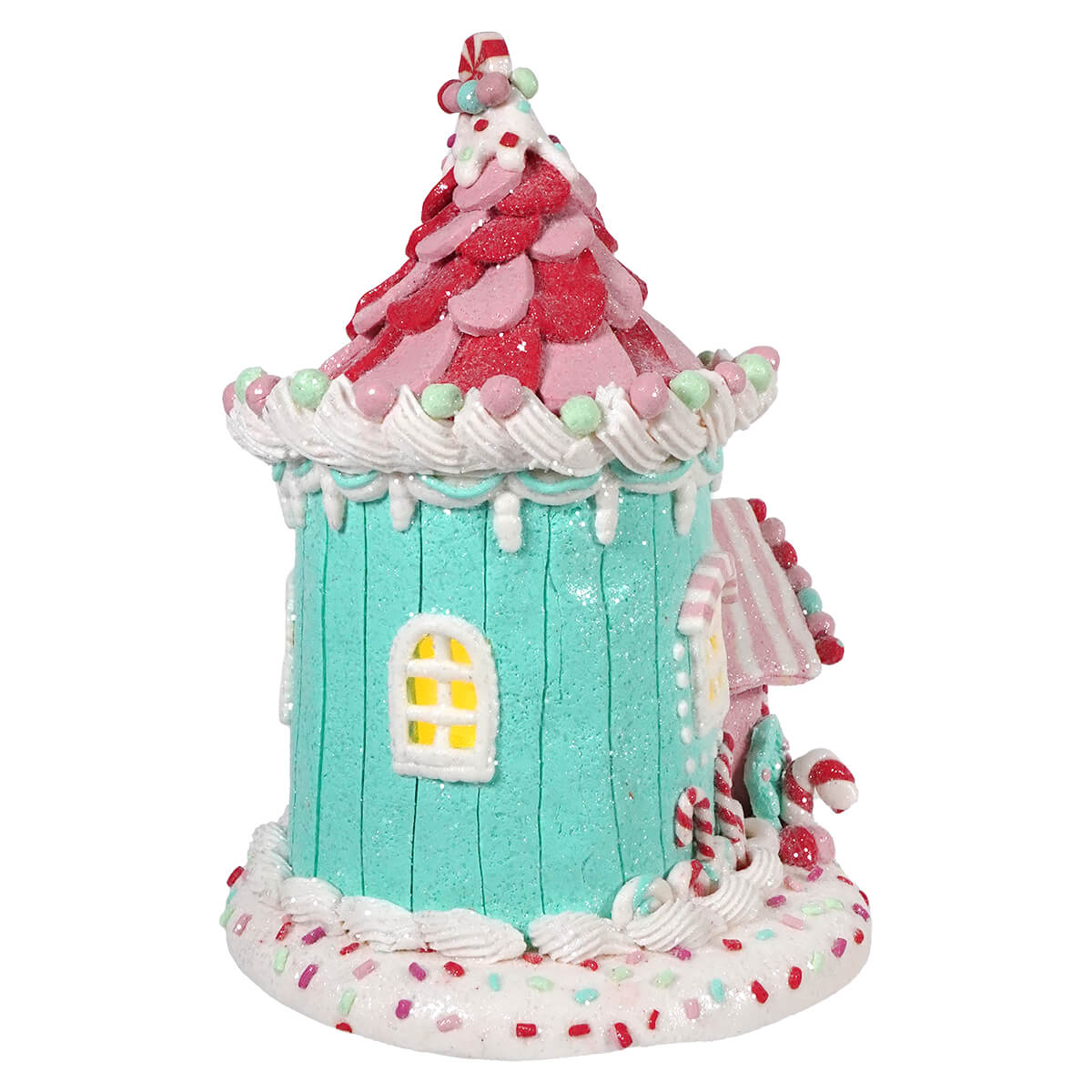 Lighted Candy Jar Pastel Claydough House With Timer - Christmas